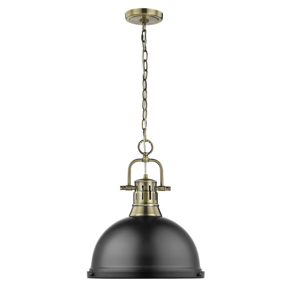 Duncan Aged Brass and Black 16-Inch One-Light Pendant, image 2